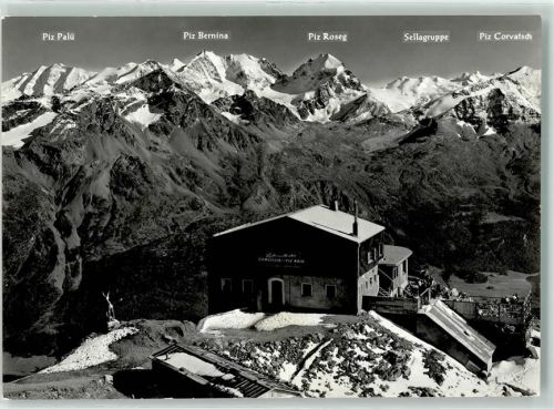 Piz Nair Foto AK Verlag u. Fotograf H. Steiner Seilbahn Corviglia Endstation Hüttenstempel