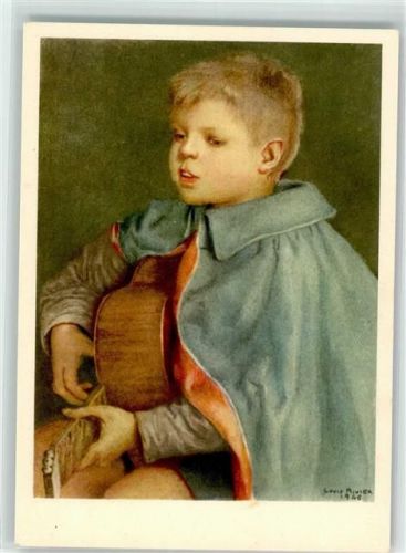 Knabe mit Gitarre sign. L. Rivier Nr. 241 Pro Juventute Schweiz Künstlerkarte
