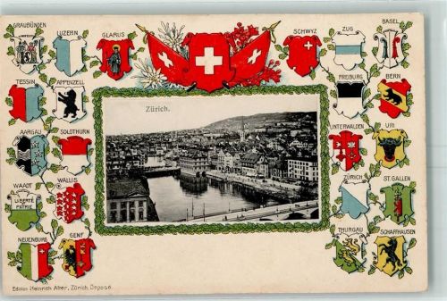 8000 Zürich Prägedruck Wappen