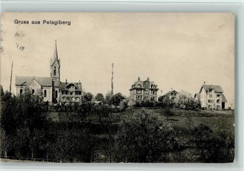9225 St. Pelagiberg 1915 - Kirche, Villen, Stempelfleck