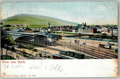 4600 Olten 1905 Lithographie Bahnhof Olten vom Hardt