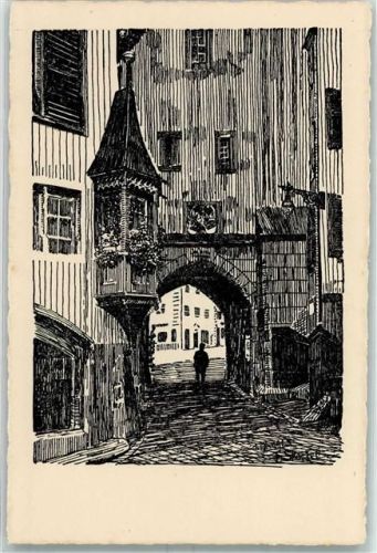 6300 Zug Zugo Künstlerkarte Unter dem Zytturm sign