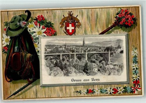 3000 Bern Berne Prägedruck Passepartout Rucksack Edelweiss