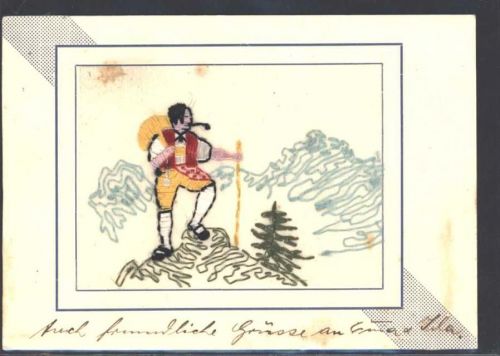 1934 AK mit Stickerei Küher AK