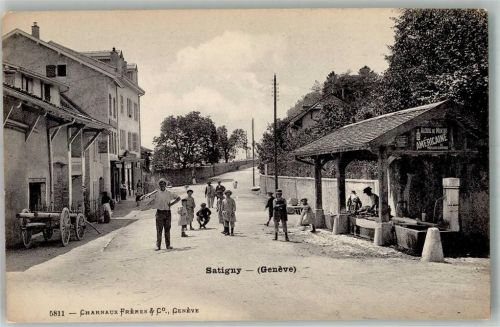 1242 Satigny Peney GE Foto AK Waschfrauen