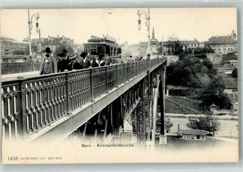 3000 Bern Berne Foto AK Straßenbahn Kirchenfeldbrücke