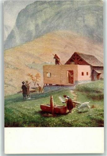 Hausbau im Schwendital sign.E. Rittmeyer Nr. 81 Pro Juventute Schweiz 1921 Künstlerkarte