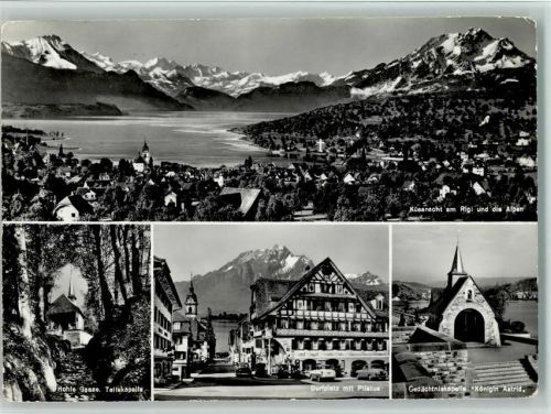 6403 Küssnacht am Rigi - Hohle Gasse Tellskapelle Dorfplatz mit Pilatus Gedächtniskapelle Königin Astrid