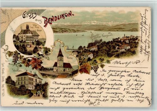 8802 Bendlikon 1899 BOAKC Villa Meyer Schulhaus Lithographie