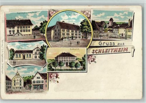 8226 Schleitheim 1903 BOAKC Turnhalle Gasthaus Post u. Hirschen Lithographie