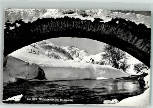 6493 Hospental 1962 Foto AK Römerbrücke Winter