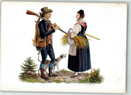 Trachtenpaar mit Jagdhund