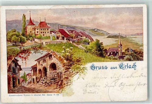 3235 Erlach 1901 Gebrauchsspuren sign Künstlerkarte