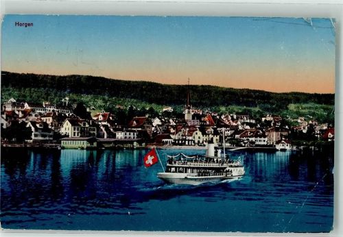 8810 Horgen 1923 Gebrauchsspuren Raddampfer