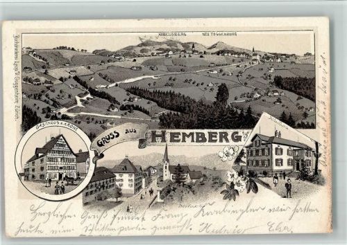 9633 Hemberg 1908 BOAKC Gasthaus Krone Lithographie