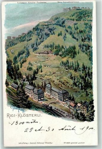 6410 Rigi Klösterli Künstlerkarte sign. C. Steinmann Eisenbahn Lok Dampf