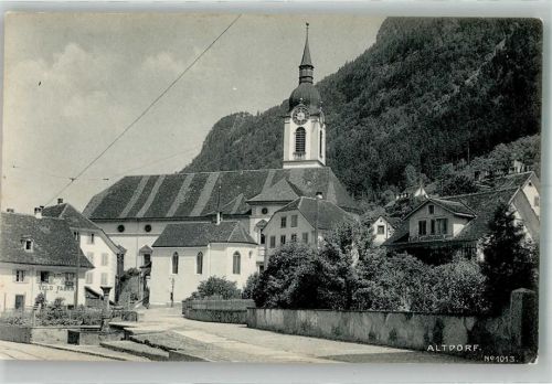 6460 Altdorf UR Foto AK Kirche Fahrrad- Fabrik