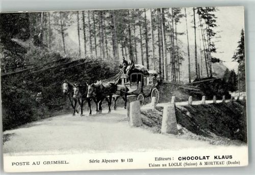 Poste au Grimsel Serie Alpestre Nr. 133 Chocolat Klaus Werbung Postkutsche Schweiz