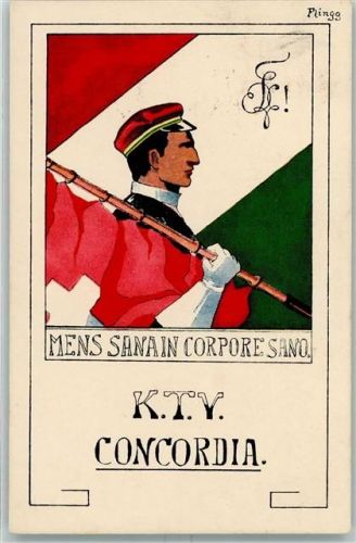 8500 Frauenfeld 1916 Künstlerkarte Mens Sanain Corpore Sano KTV Concordia sign Flingg