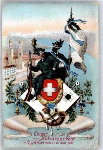 8000 Zürich Gebrauchsspuren Eidgenössisches Schützenfest 1907, Großmünster