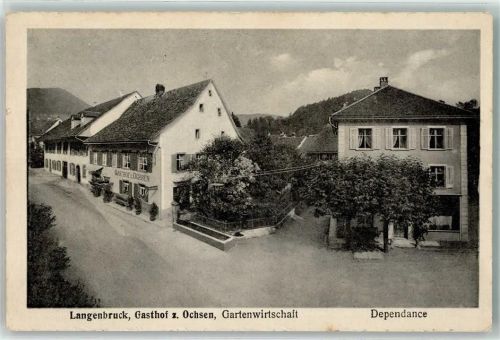 4438 Langenbruck 1919 - Gasthaus z. Ochsen Gartenwirtschaft Dependance