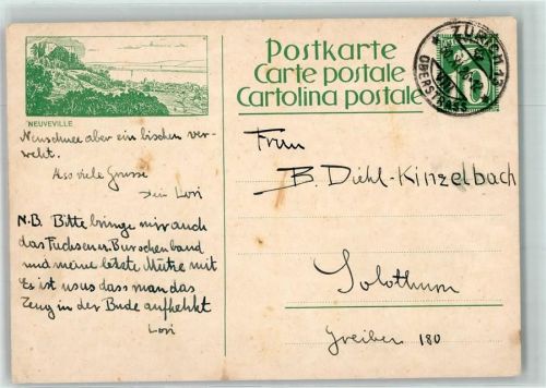 2520 La Neuveville Gebrauchsspuren Ganzsache