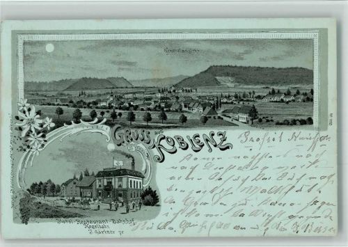 5322 Koblenz 1902 BOAKC Hoktel Bahnhof Lithographie
