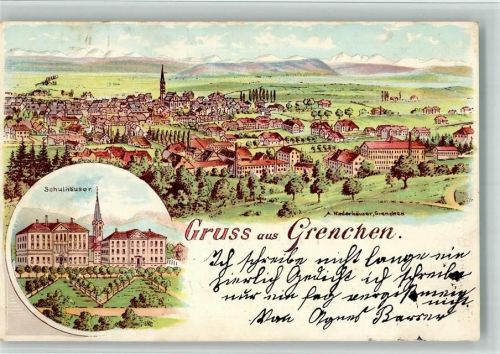 2540 Grenchen 1899 BOAKC Lithographie Schulhäuser