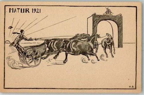 Künstlerkarte Matur 1921 sign. W.B. Verlag Stämpfli AK