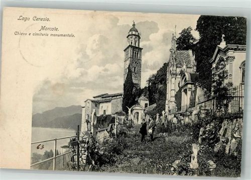 6922 Morcote Foto AK Kirche Friedhof Lago Ceresio