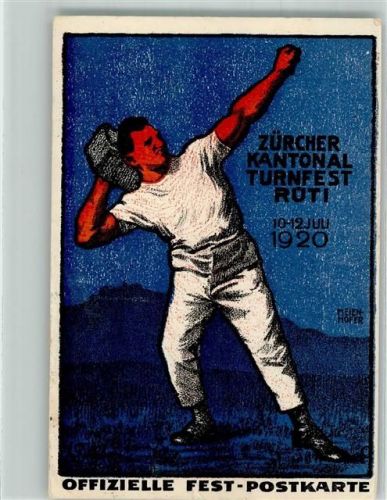 8630 Rüti ZH 1920 Lithographie sign. Meienhofer Züricher Kantonal Turnfest 10.-12.7.1920 Stauchung