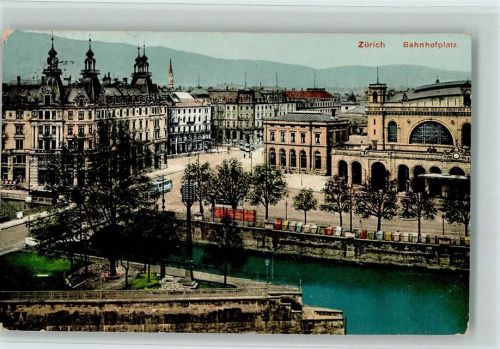 Zürich Bahnhofplatz Trambahnen Bahnhof Schweiz 1909