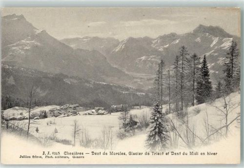 1885 Chesières - Dent de Morcles Glacier du Trient Dent du Midi en hiver