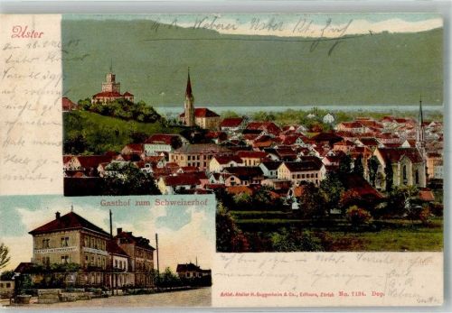 8610 Uster 1905 Foto AK Gasthaus zum Schweizerhof Kirche
