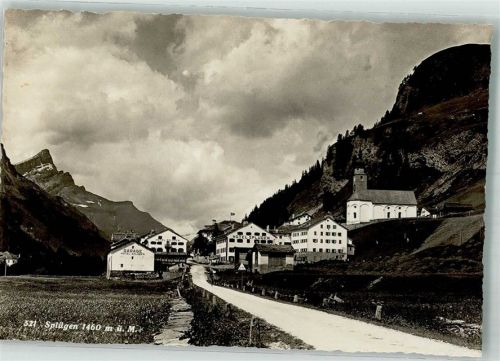 7435 Splügen Foto AK Kirche Hotel