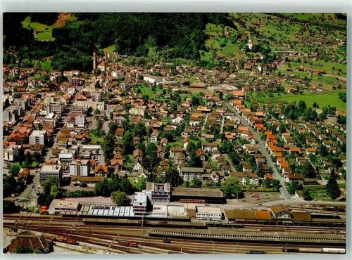 9470 Buchs SG Foto AK Bahnhof Eisenbahn Fliegeraufnahme Foto Gross