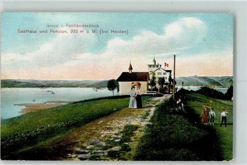 9410 Heiden 1908 - Gasthaus Pension Fünfländerblick Hüttenstempel