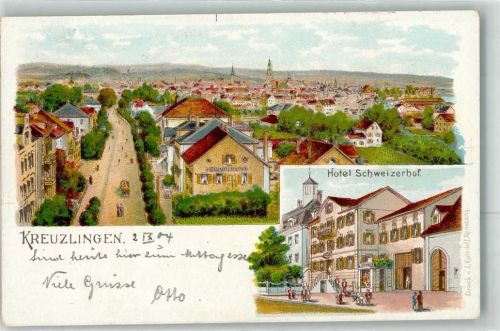 8280 Kreuzlingen 1904 Lithographie Hotel Schweizerhof