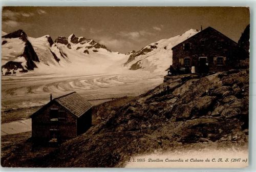 Aletschgletscher - Pavillon Concordia et Cabane du C.A.S. Stempel Pavillon Cathrein Concordia