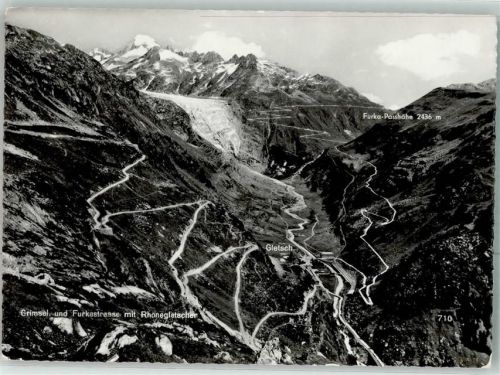 Furka 1954 Foto AK Furkastrasse Grimsel Rhonegletscher