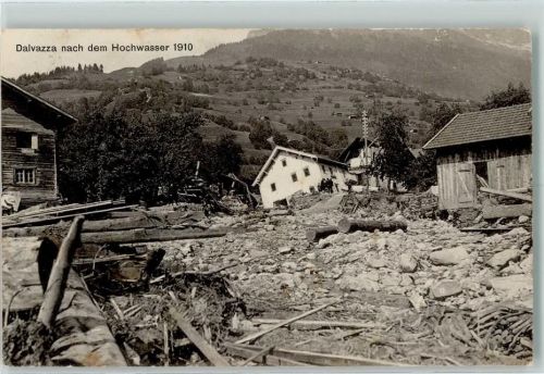 7242 Luzein 1910 - Dalvazza nach dem Hochwasser