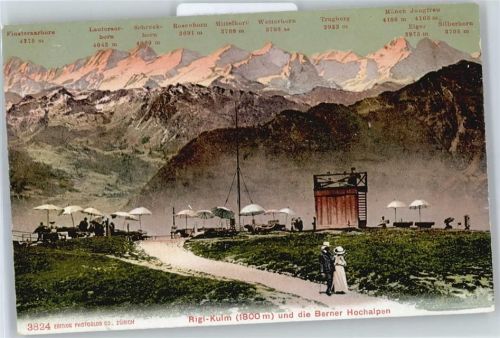 6410 Rigi Kulm - Finsteraarhorn, Schreckhorn, Mittelhorn, Wetterhorn, Mönch, Jungfrau, Eiger