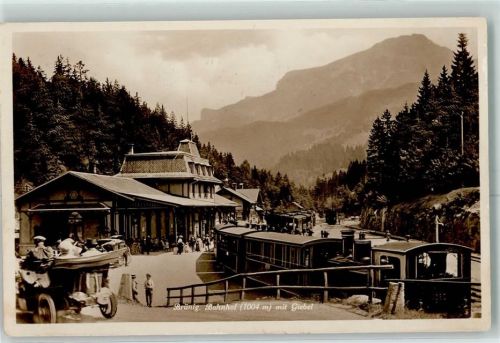 3860 Brünig 1927 Gebrauchsspuren Bahnhof Eisenbahn Auto