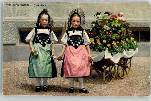 3000 Bern Berne - Bernermeiteli Tracht Leiterwagen Blumen