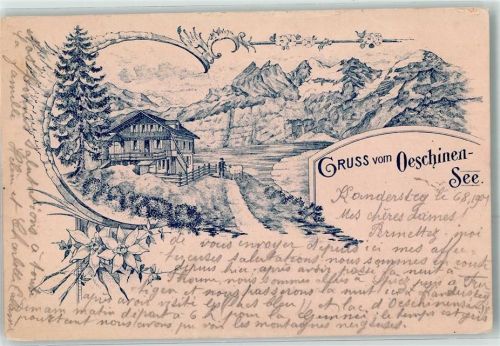Oeschinen 1901 Gebrauchsspuren See Hütte Vorläufer
