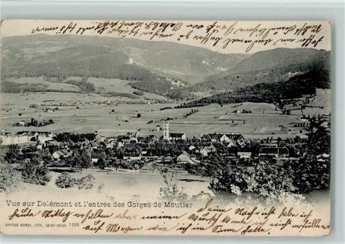 2800 Delémont Delsberg 1901 - Vue sur Delemont et l'entree des Gorges de Moutier