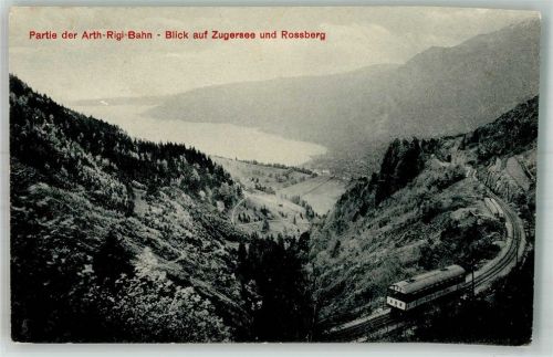 6415 Arth Foto AK Zahnradbahn Arth-Rigi-Bahn blick auf Zugersee Rossberg