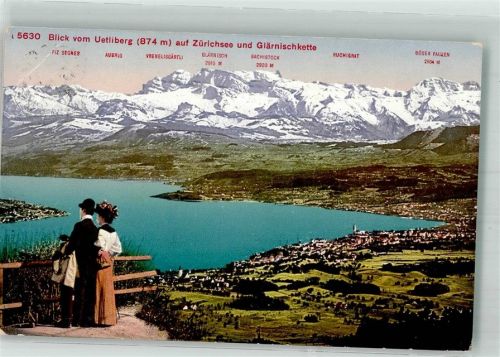 8143 Uetliberg Gebrauchsspuren Blick vom Uetliberg auf Zürichsee Glärnischkette