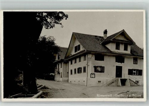 1722 Römerswil Bourguillon 1933 Foto AK Gasthaus zur Sonne