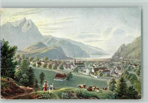 Stans sign Gabriel Lory - Ansicht von Stans, gute Erhaltung Pro Juventute Schweiz Künstlerkarte